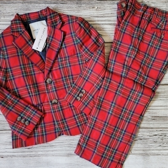 Janie and Jack Christmas Outfit Blazer and Pants 100% Wool NWT - Picture 2 of 6